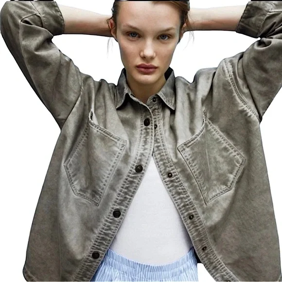 NWT ZARA Wash Effect Overshirt (Shacket) - Picture 1 of 8